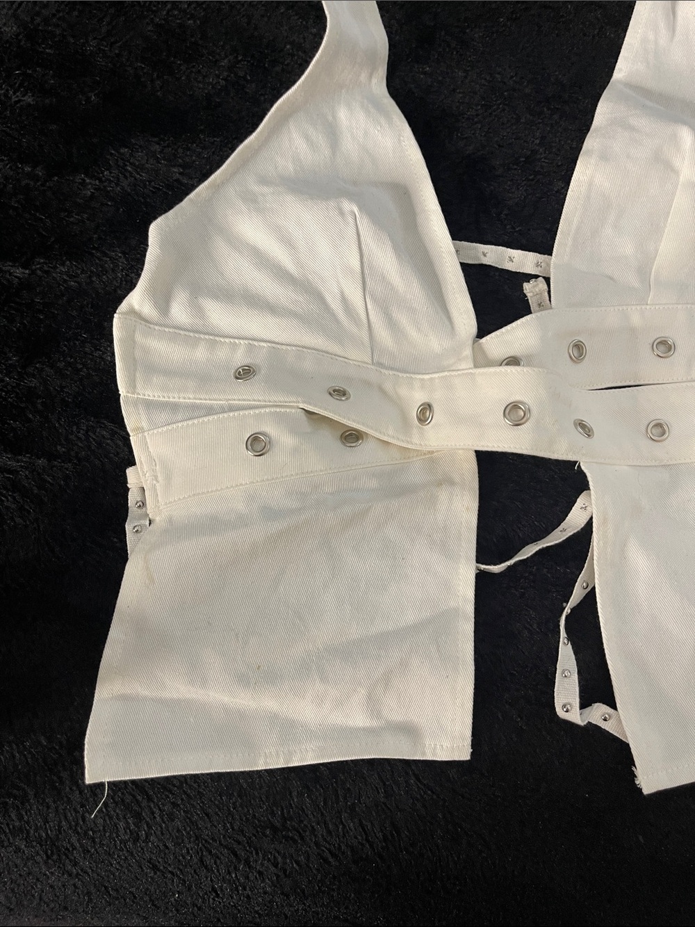 Women’s White Halter Eyelet Detail Crop Top - Picture 6 of 12
